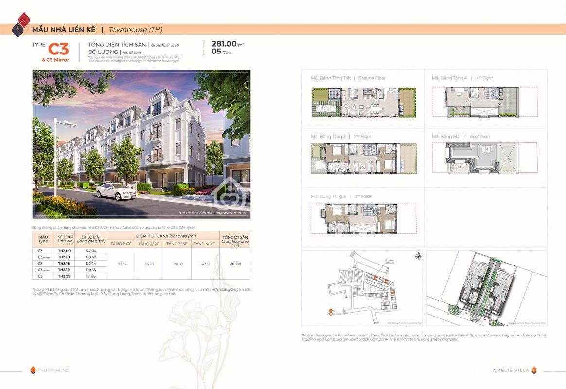 Mặt bằng nhà phố liền kề C3