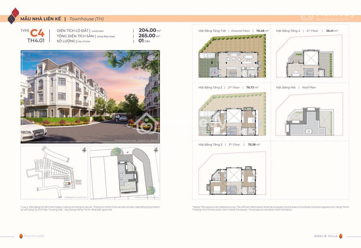 Mặt bằng nhà phố liền kề C4
