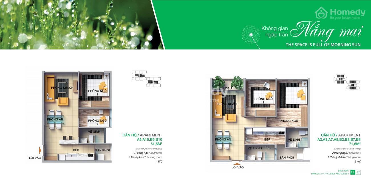 Thiết kế căn hộ 2PN 51,5m2
