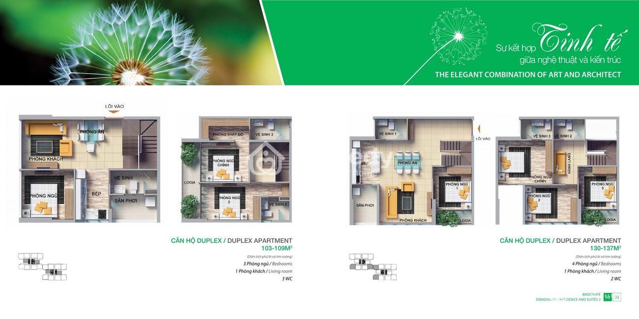 Thiết kế căn hộ duplex 2PN 103-109m2