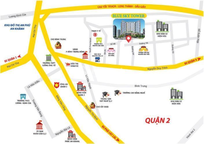 Vị trí dự án Blue Sky Tower (HQC Bình Trưng Đông) 