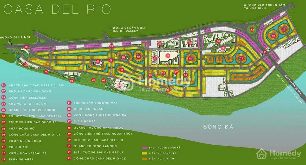 Mặt bằng Dự án Casa Del Rio Hòa Bình