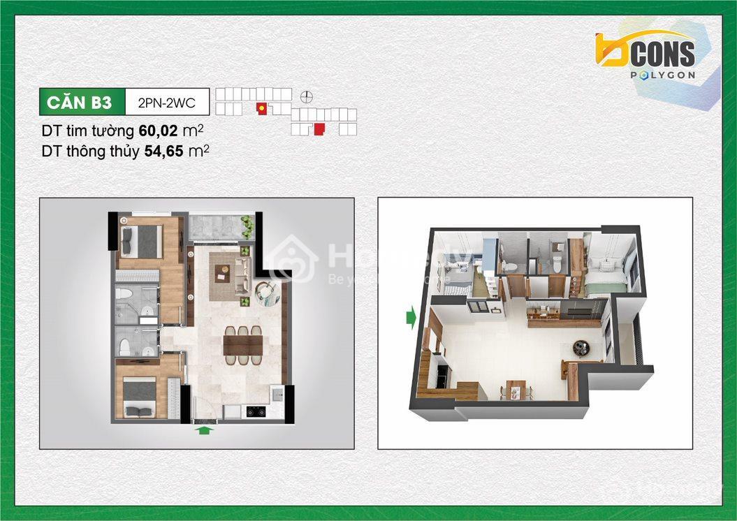 Thiết kế căn B3 dự án Bcons Polygon
