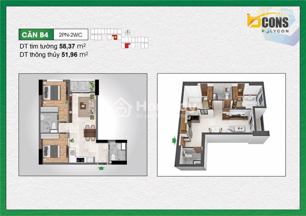 Thiết kế căn B4 dự án Bcons Polygon