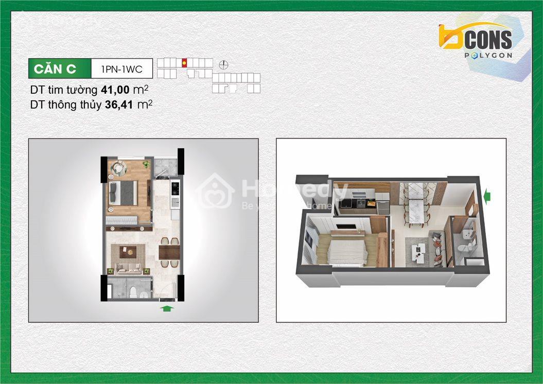 Thiết kế căn C dự án Bcons Polygon