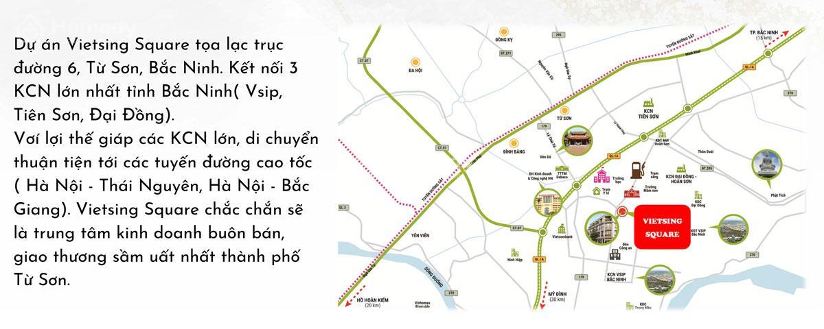 Vị trí dự án VietSing Square Vsip Từ Sơn
