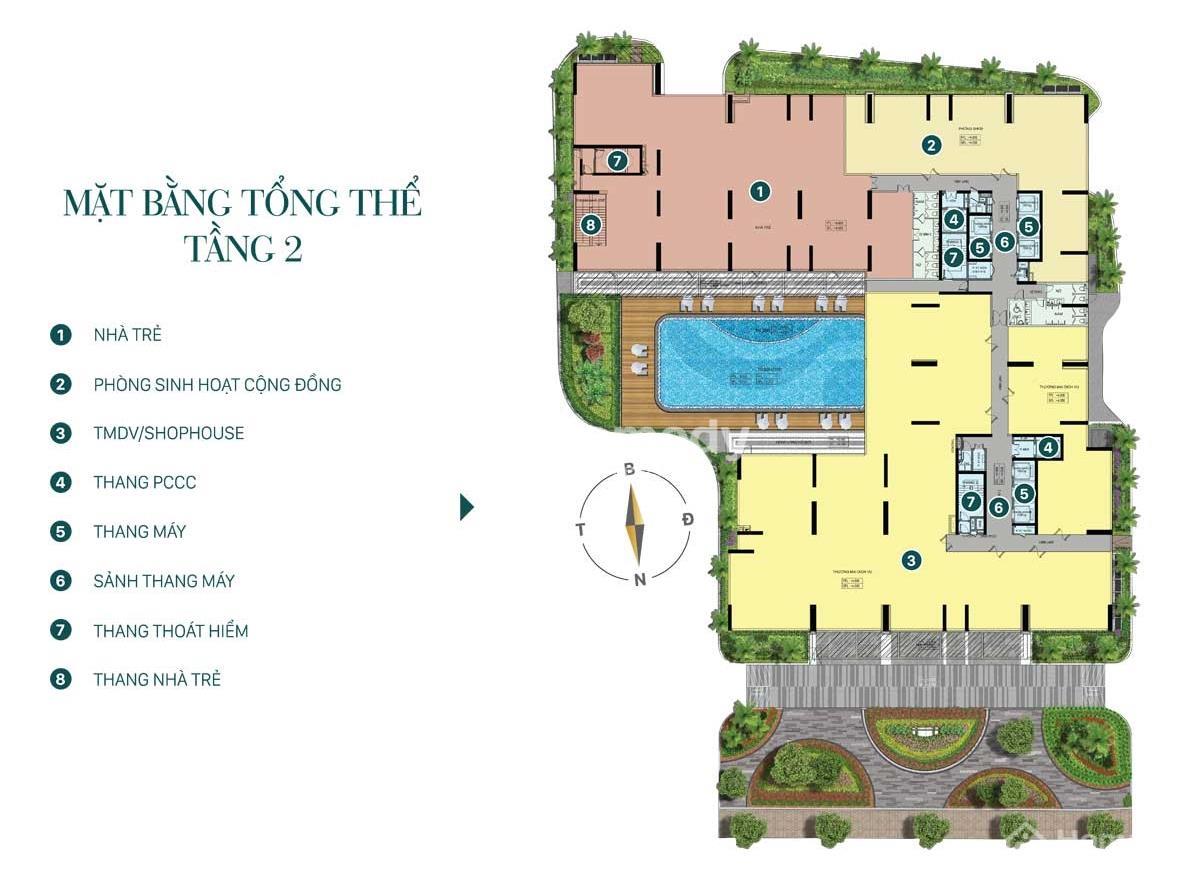 Mặt bằng Tổng thể Tầng 1 Dự án Diamond Connect (Phúc Đạt Connect 2)