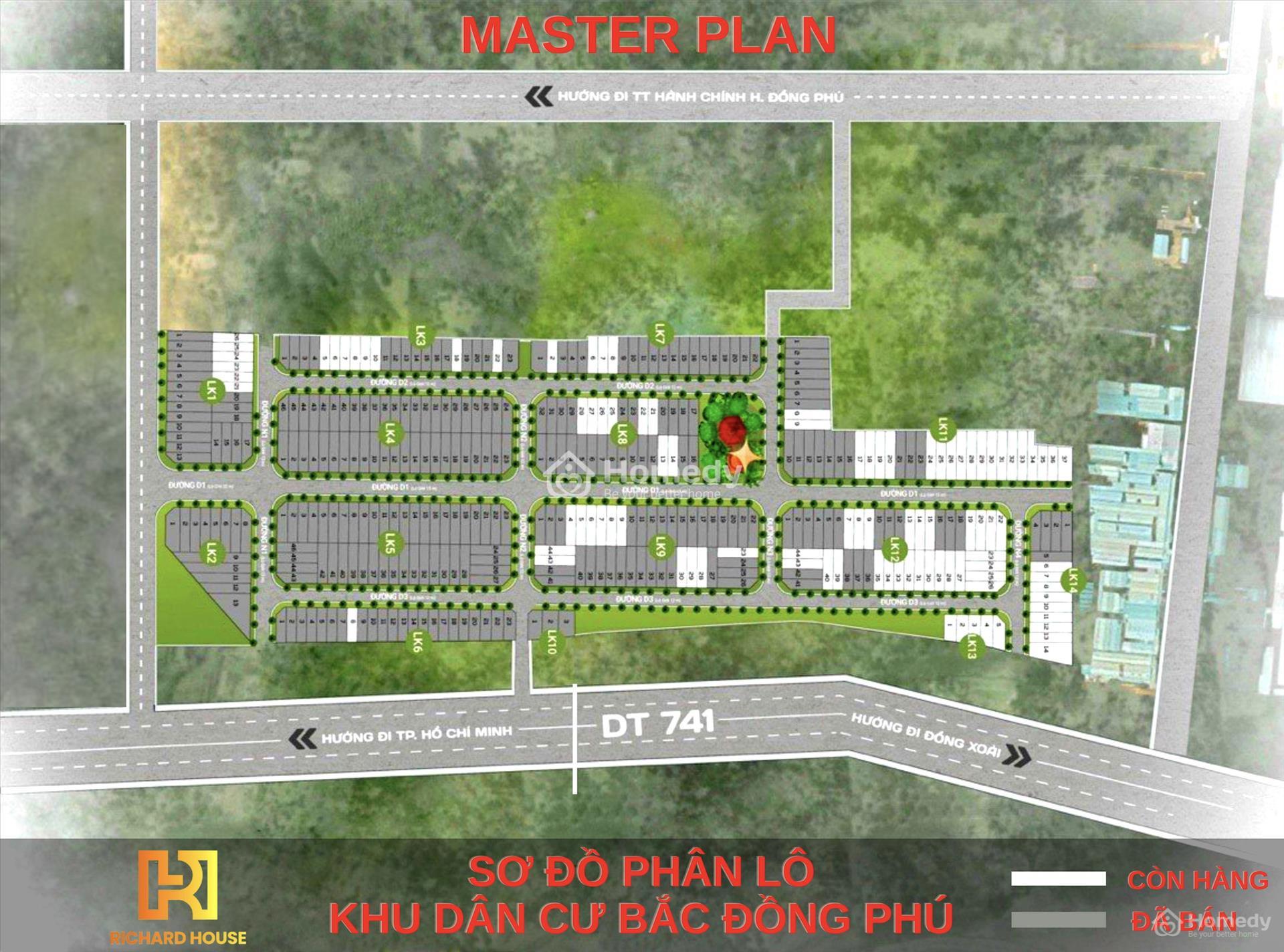 Mặt bằng dự án Khu dân cư Bắc Đồng Phú
