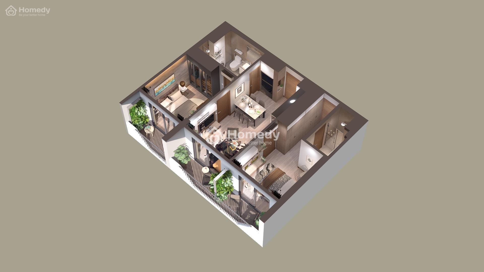 Mặt bằng 01 phòng ngủ Hanoi Phoenix Tower