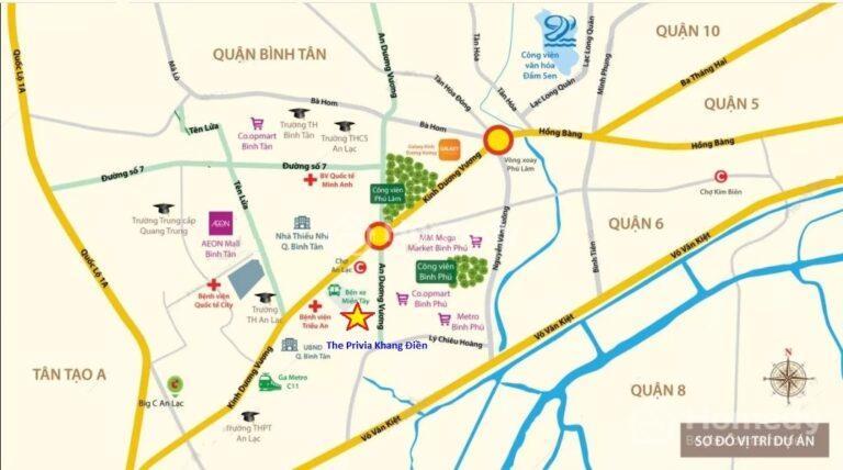 Vị trí dự án The Privia Khang Điền