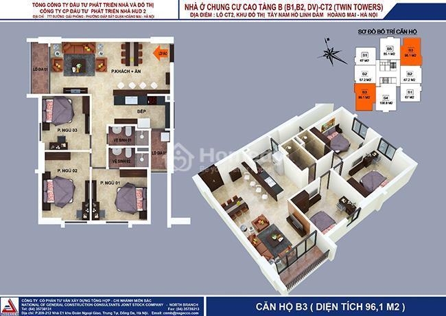 Mặt bằng Twin Towers (HUD Linh Đàm)
